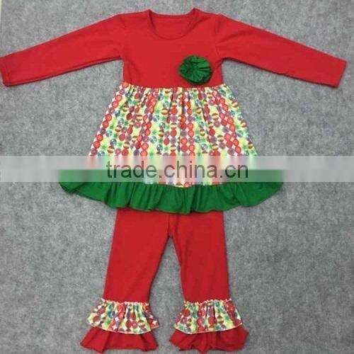 china Wholesale Christmas tree printing little girls boutique remake clothing sets fall winter clothing baby girls