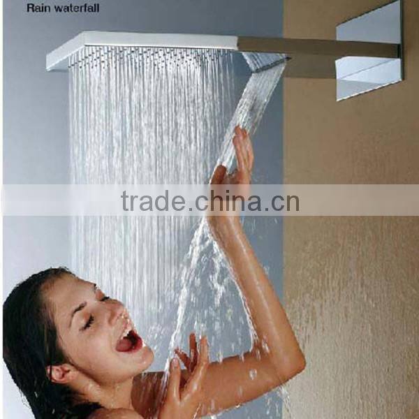 European shower hot cold mixer with embed box 2 function rainfall waterfall shower head and hand shower set for bathroom