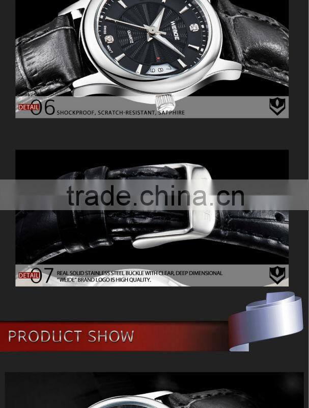 New 2014 Fashion WEIDE Famous Brand Watch Women Luxury Watch Quartz Movement Waterproof Leather Strap Watches Relogio Feminino