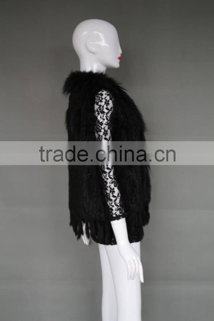 Natural Stylish Fashion Women's Knitted Genuine Rabbit Fur Vest