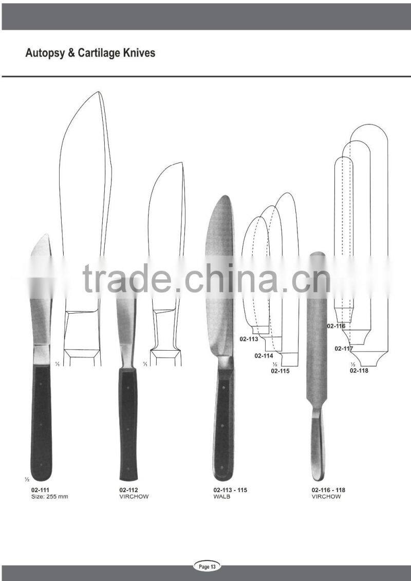 Autopsy and Cartilage Surgical Knives Medical Instruments Virchow Knife