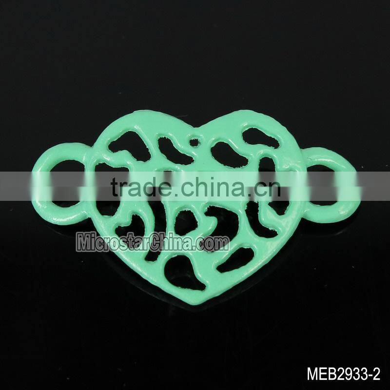 New design spray paint alloy heart connector jewelry bracelet necklace connector