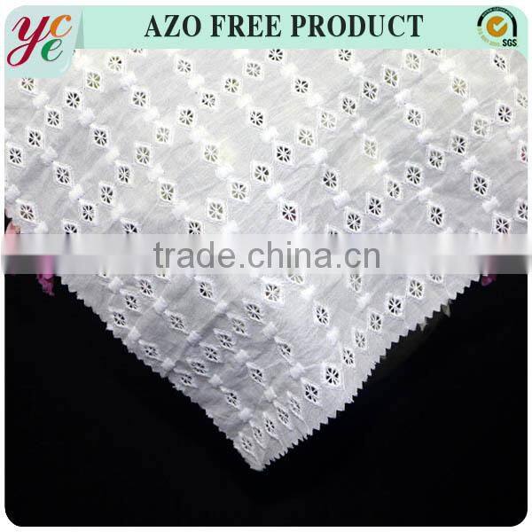 Square hole design white cotton swiss voile lace embroidery fabric