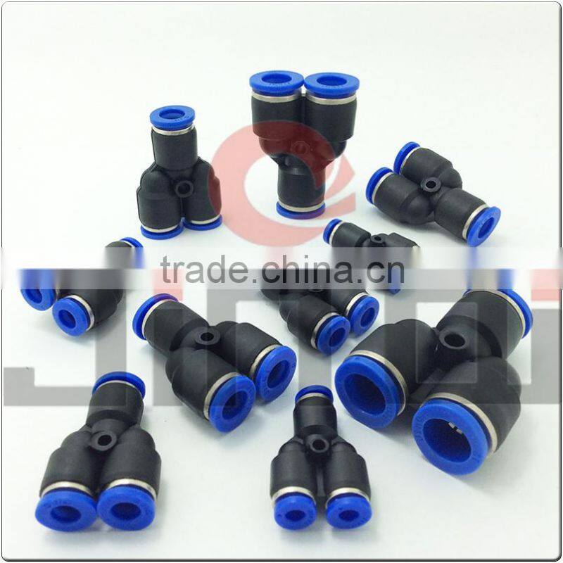 pneumatic one-touch union Y black plastic y branch pipe fittings ,hose connector