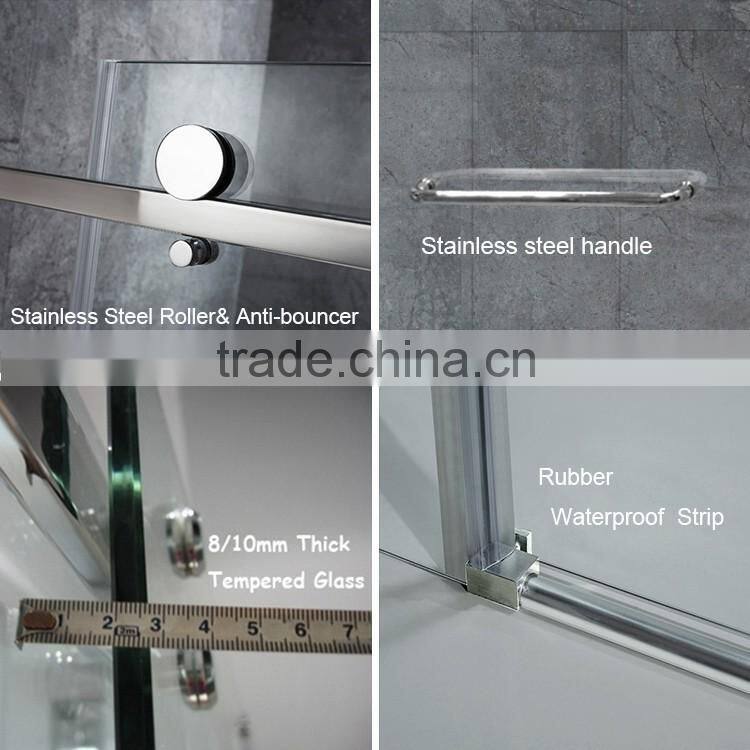 CSI/SGCC approved 8mm tempered glass frameless bathtub door sliding shower screen