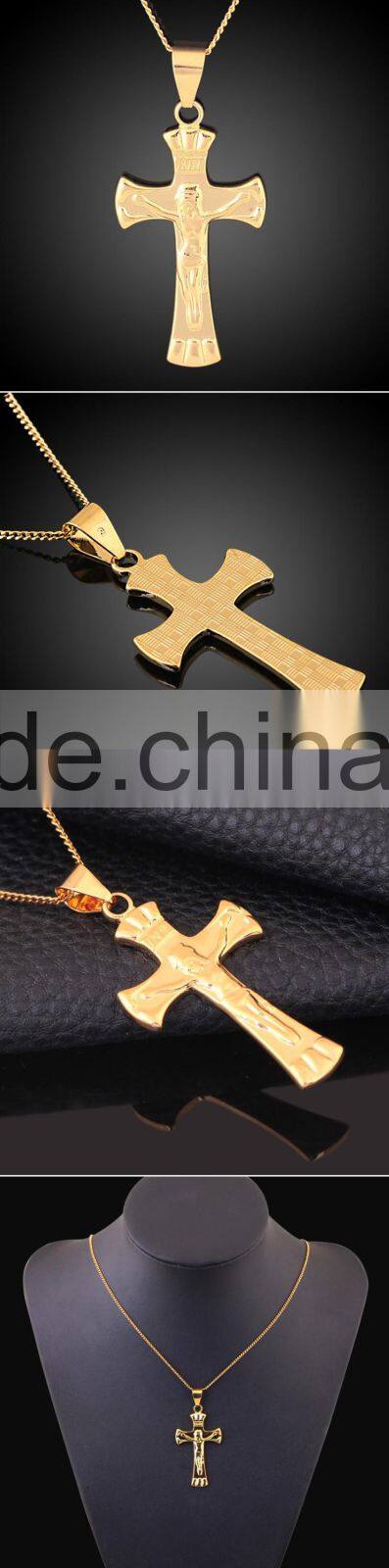 ATHENAA Fashion Christian Religious Jewelry Gold Plated Jesus Copper Cross Pendant