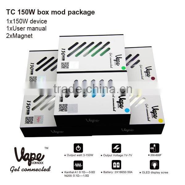 New design VTM 150W Vape Connexx temperature control vaporizers 150 watt box mod in stock