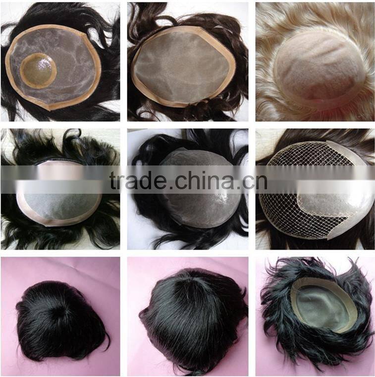 Indian remy human hair toupee / wig for men natural hair wig for men