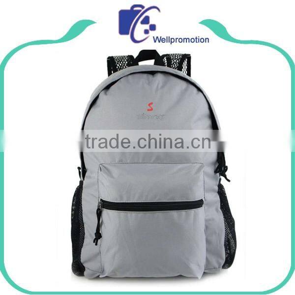 Promotional customized folding backpack / outdoor backpack with mesh pocket