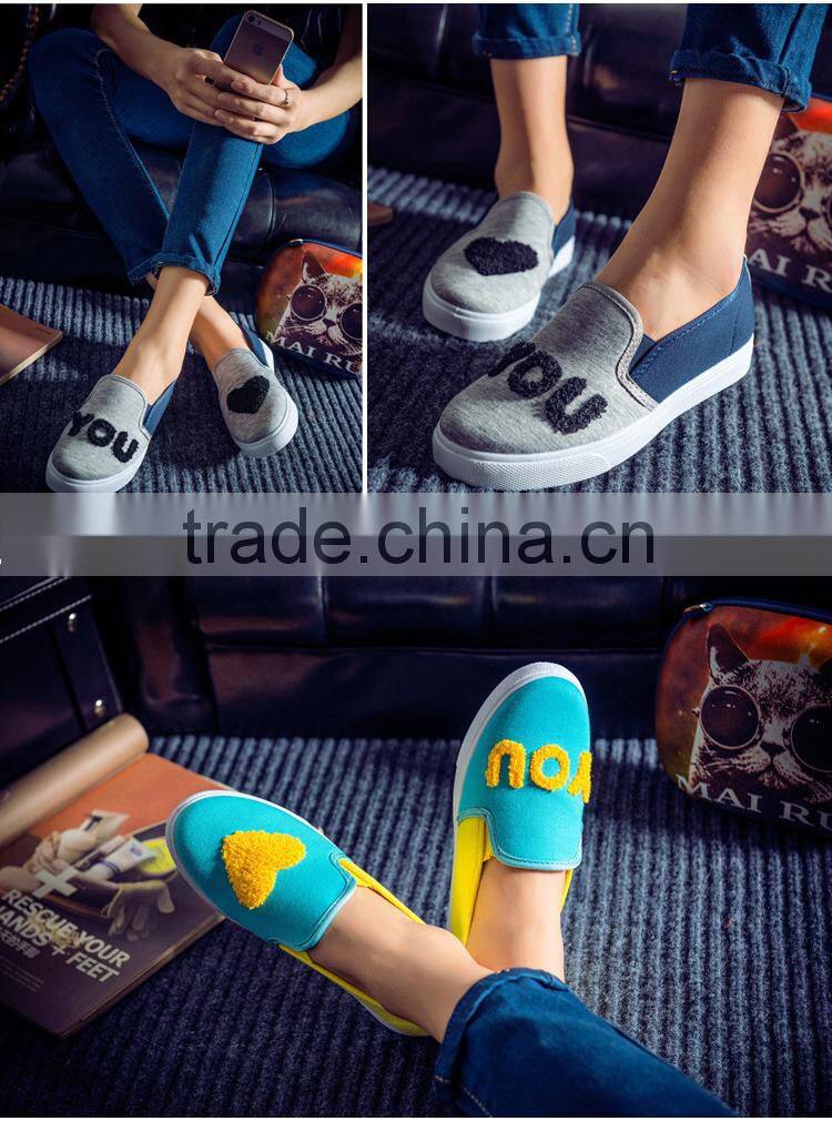 2015 New Round Sweet Love Heart Singles Shoes Low Heels Slip-on Lazy Flat Shoes Leisure Shoes Women Sneakers Canvas Shoes