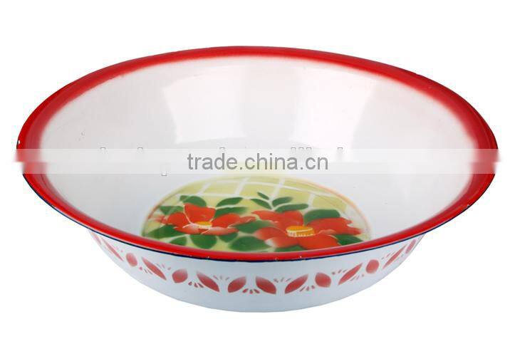2016 best selling cheap enamel wash basin with decal flower