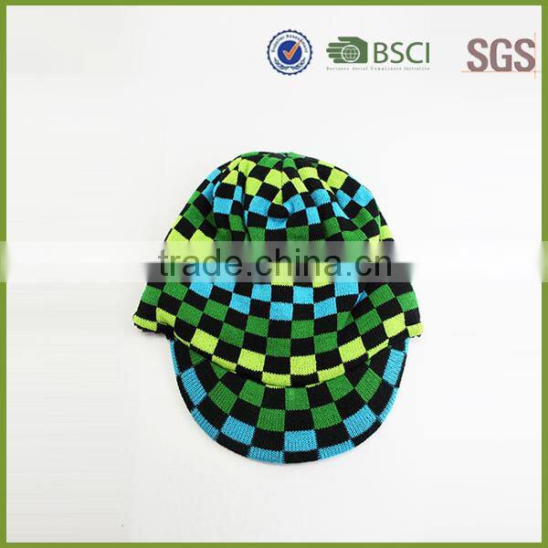 Fashion Multi-colors knitted hats beanie with front visor