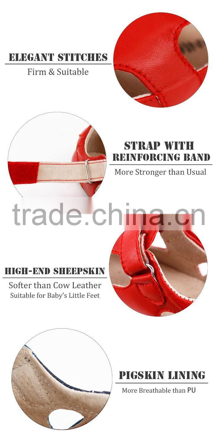 Manufacturer Spring Dropship Fancy Boys and Girls Genuine Leather Rubber Sole Baby Sandals Shoes for Age 2 - 8