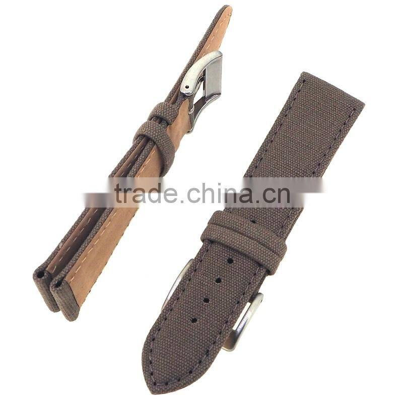 20mm 22mm Suede Leather Watch Band With Canvas