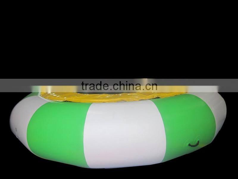 Green & white inflatable water trampoline, inflatable float water game for sale