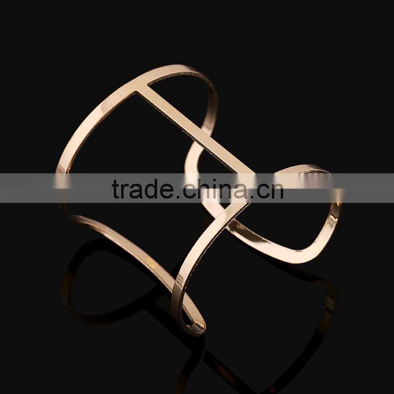 High Quality Women Europe and America Exaggerate Gold Metal Weave Bracelet Wide Bangles Fine Jewelry Cuff Bracelets