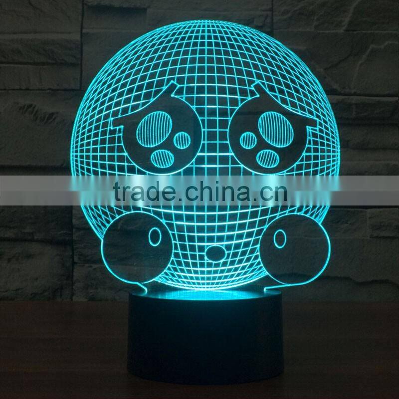 Acrylic 3D QQ Sad Expression LED Night Light Creative Stereoscopic 7 Colors Flashing Touch LED Bedside Lamp Christams Gift Light