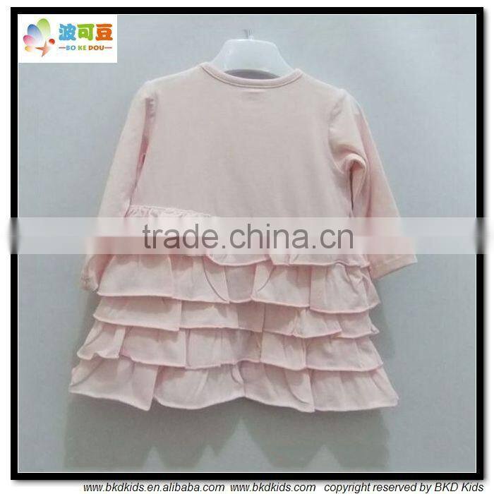 BKD baby clothing baby cotton/spandex dresses with ruffles designs