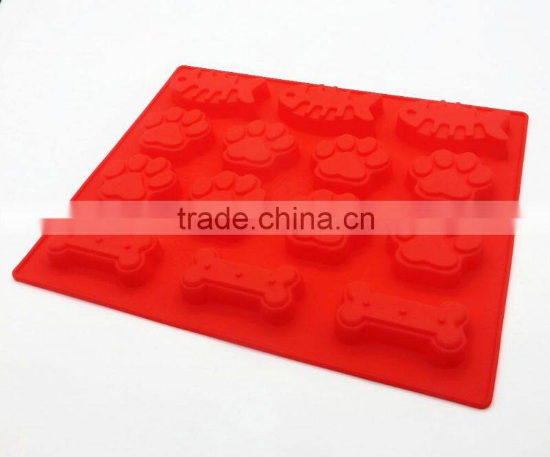 BPA free FDA food grade fish pawprint dog bone pastry cake silicon baking tray
