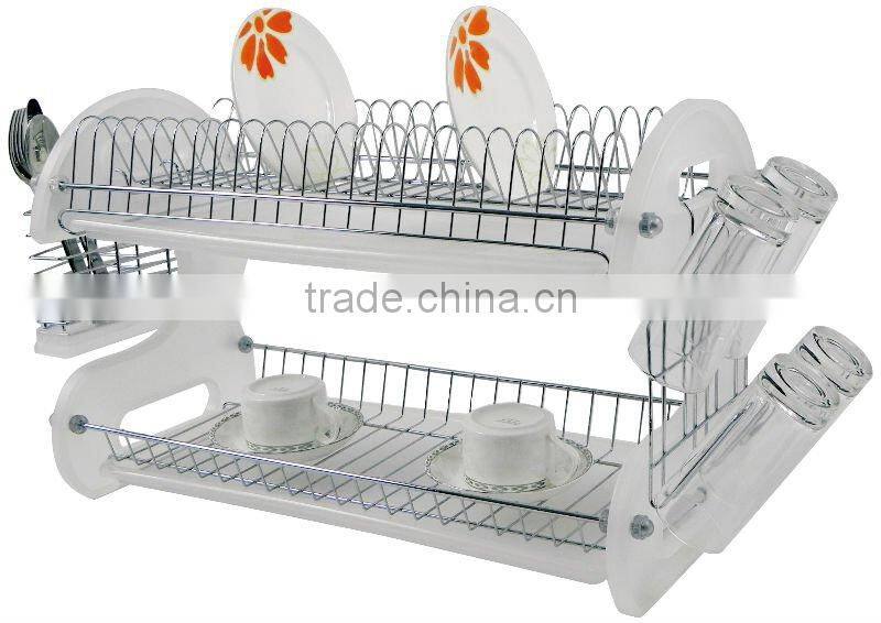 2 tier dish rack with 9 shape plastic side