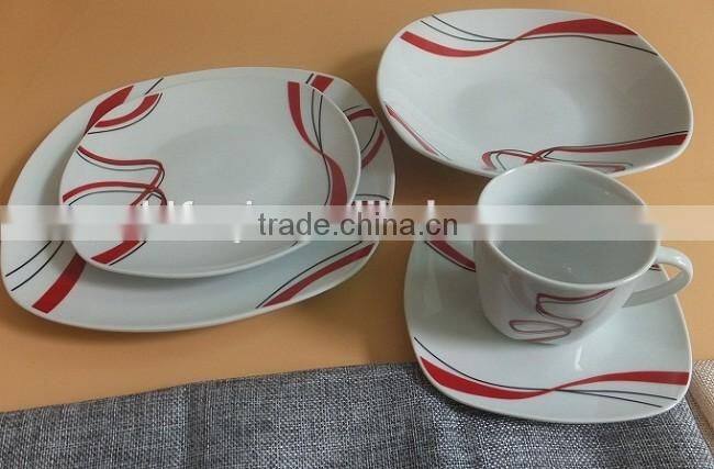 Ceramic Porcelain Type dinner sets with simple design for Hotel fine porcelain dinnerware item square crockery dinner sets