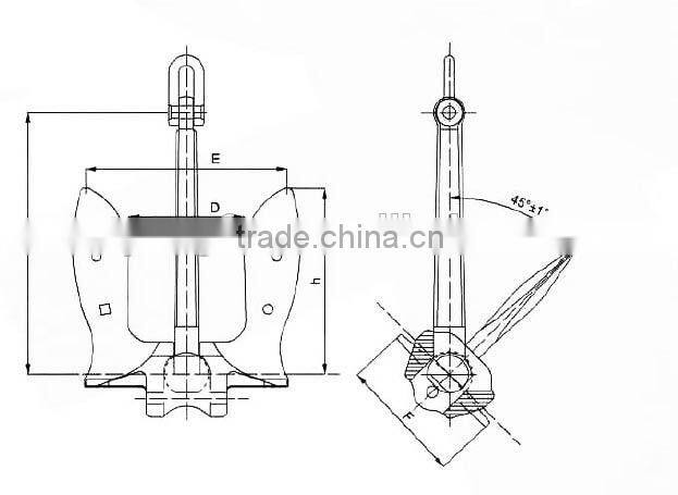 Hot Dip Galvanized Ship Stockless US Navy Anchor