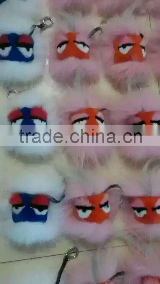 Factory Cute Style High Quality Real Fox Fur Monster Doll Keychain Charm for bag