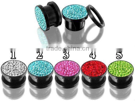 Glitter inlaid fashion acrylic ear plugs fashion ear jewelry glitter ear strencher