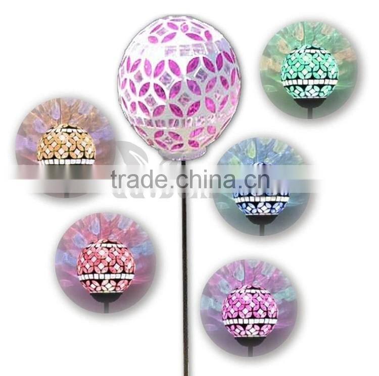 rgb led light Mosaic Glass Ball Lamp, Garden Stake Yard led decorative light, Multi-color Color Changing decoration light