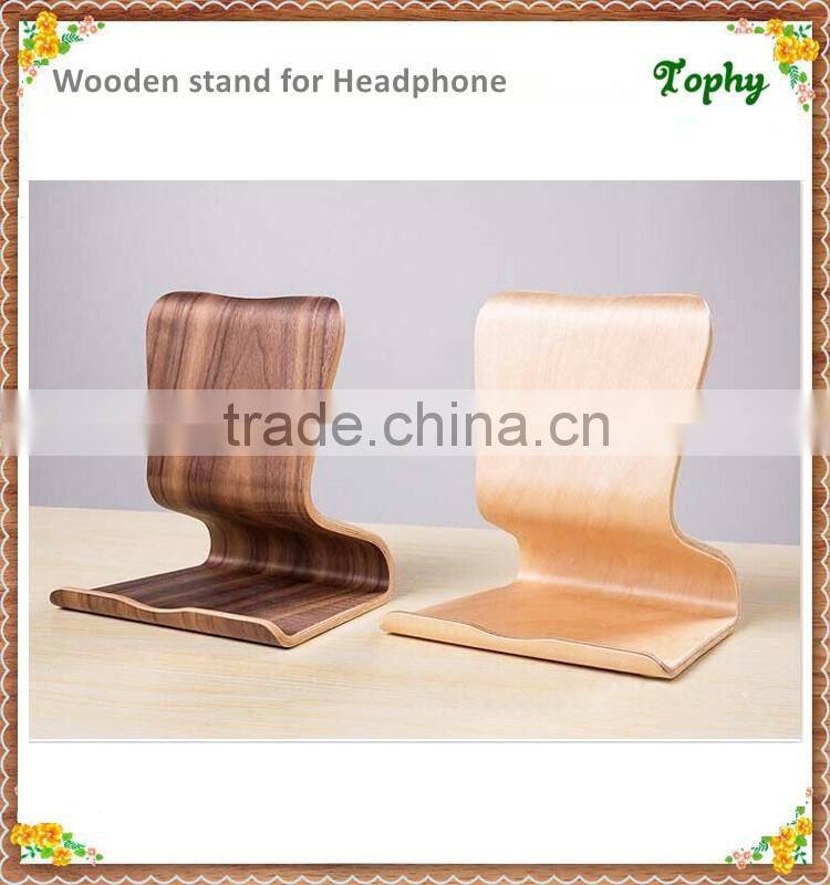 Wooden Headphone Display Stand For Headset Holder, High Quality Headset Display Holder Stand Wooden Headphone Stand