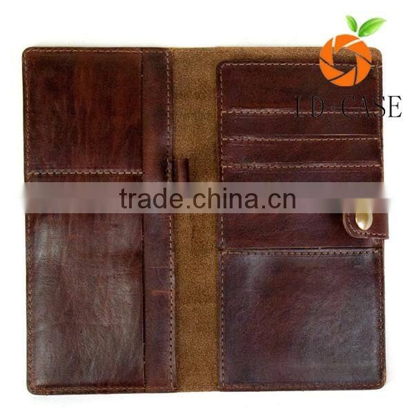 Unisex Genuine Leather Clutch Card Holder Travellers Cheque Book Holder Wallet