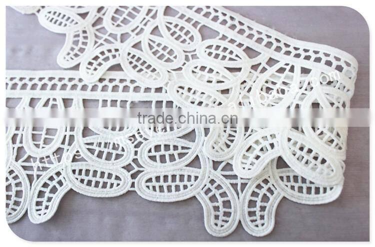 High quality 13.5cm width water soluble polyetser crochet trim in white