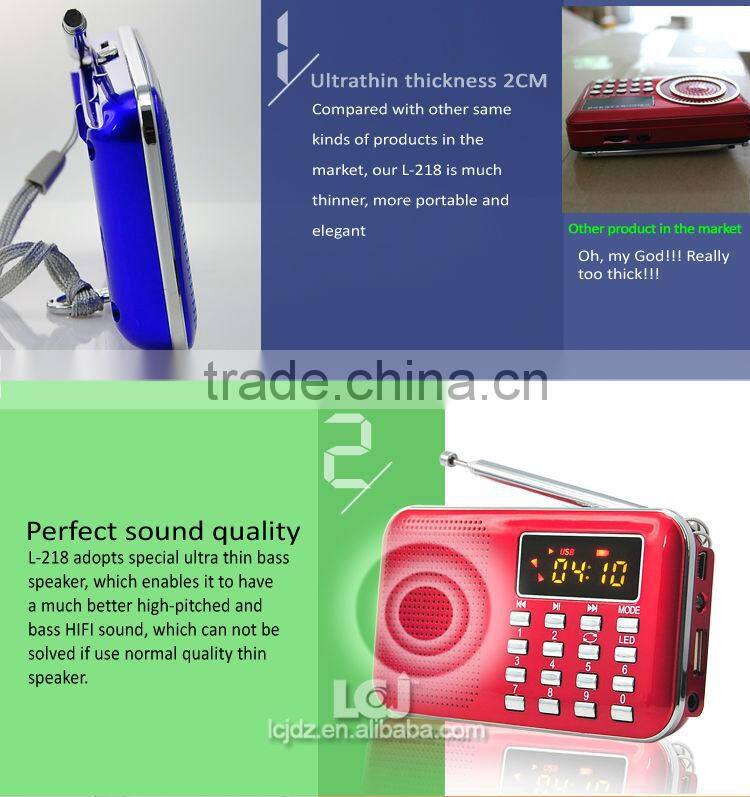 L-218 Hot sale MP3 FM radio player with mp3 player and speaker