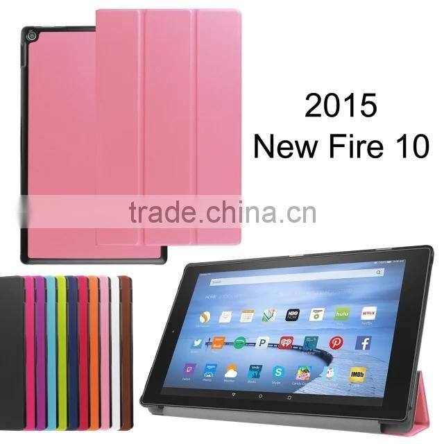 Quality Karst Texture Leather for NEW KINDLE FIRE 2015 10' Leather Case foldable smart case Business Protective case PC+ PU