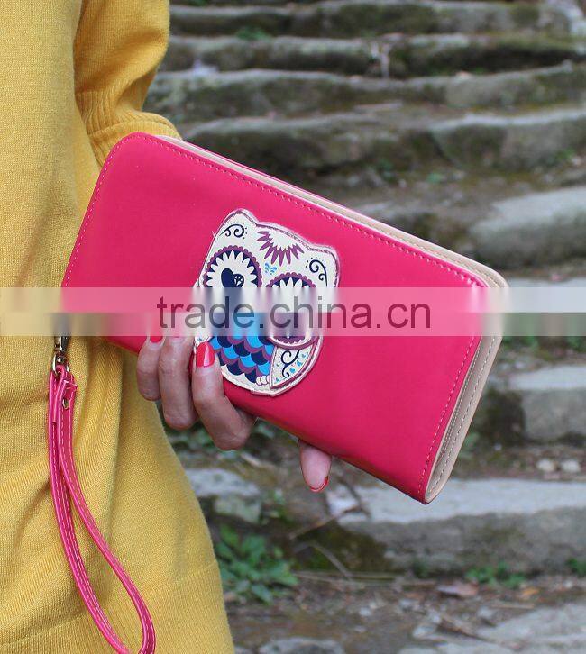 New Fashion Pu Leather Wallet Women And Girl Cute Owl Wallet Purse Handbag 2015