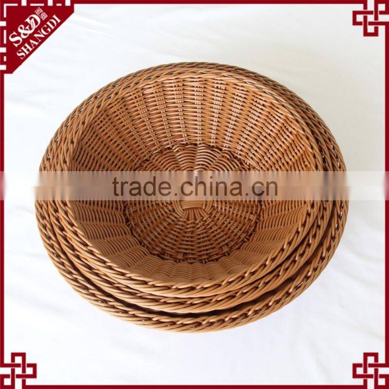 Multi-functional housewares round shape white plastic rattan bread basket
