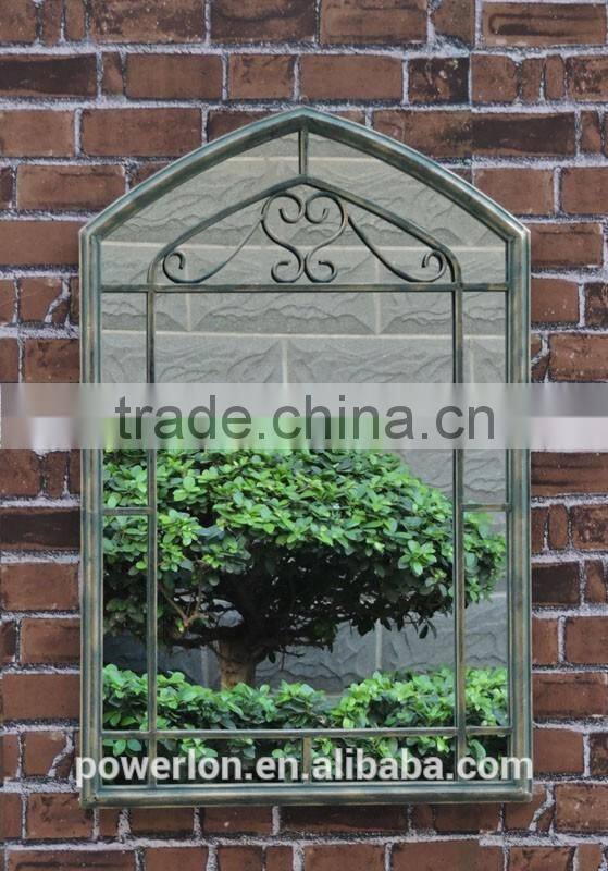 Small Antirust European Style Metal Framed Wall Mirror