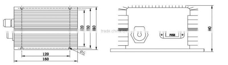 300w 48v/60v/72v to 12v/13.8v waterproof isolated dc-dc converter