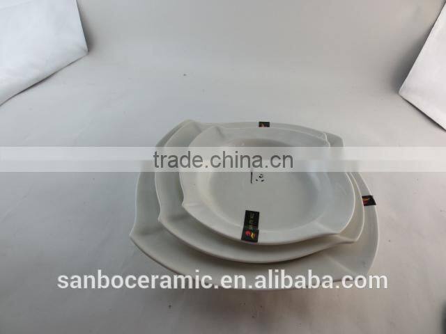 Wholesale White Porcelain Dinner Soup Plate Set Rhombus-Shaped