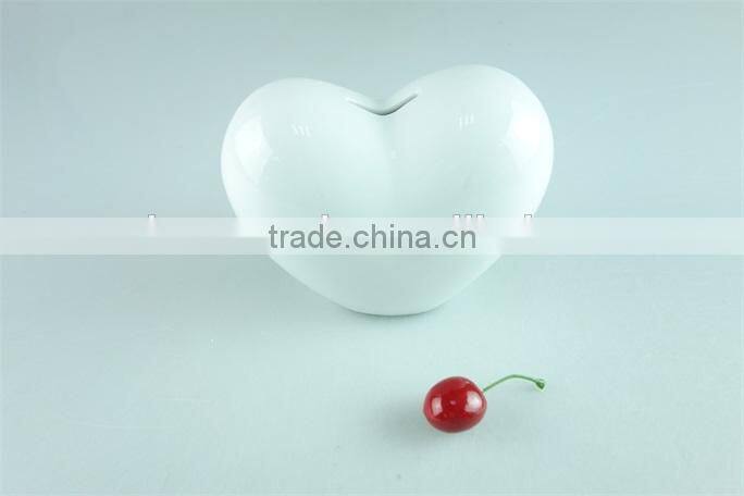 stock porcelain white lovely heart shaped money box