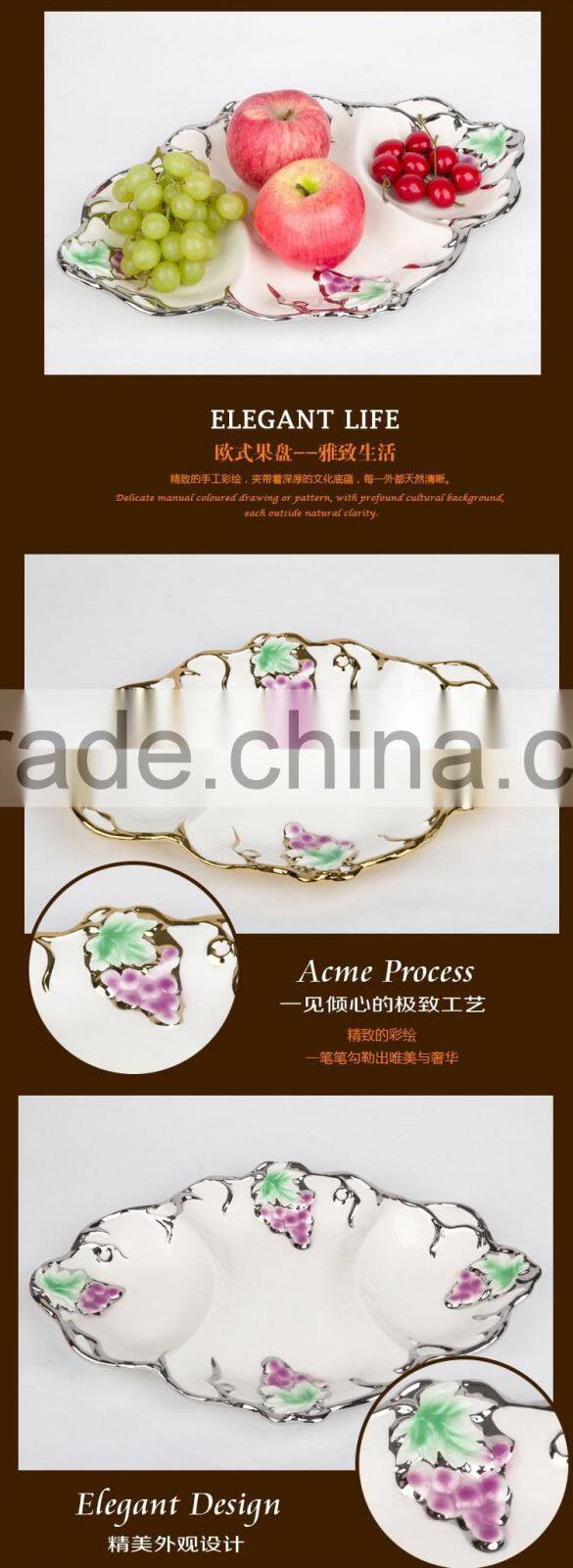 Stock Fashion Golden Ceramic Decorative Cheap Big Ceramic Plate