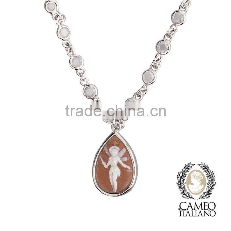 925 Sterling Classic Silver Fairy Cameo Necklaces Made in Italy cameo 15mm