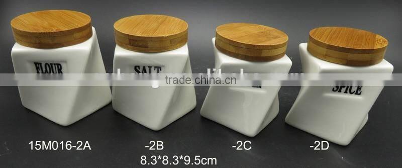 With Bamboo Lid And Sealed Ring Canister Set Kitchen Jar
