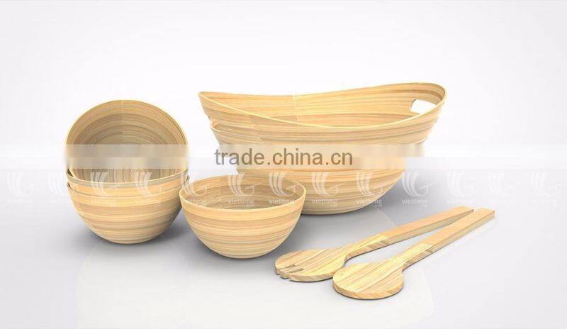 Natural spun bamboo bowl