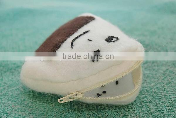 China supplier polyester custom small artwork money wallet cotton felted mini coin purse frame for kids women with smile face