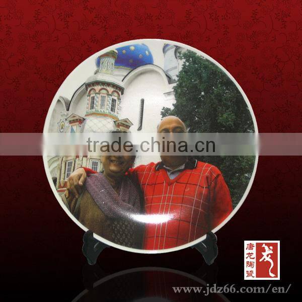 Europe style excellent quality hand painting portrait personalized ceramic plates for souvenir