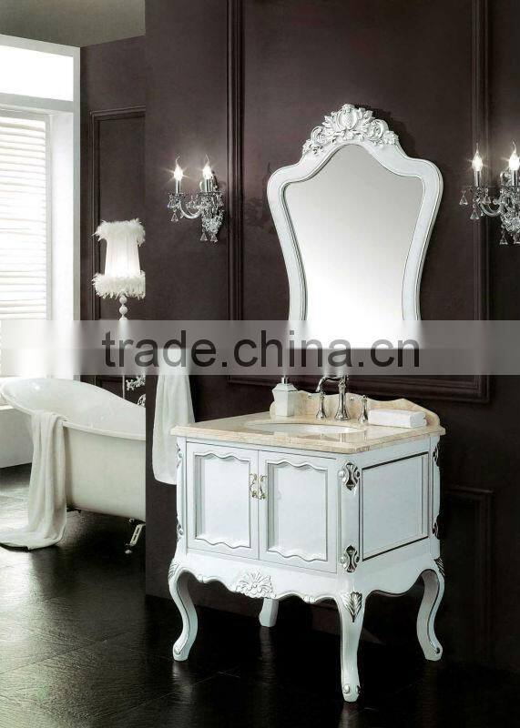 New French Style vanity units mirror cabinet,Quality bathroom vanity with marble top,Classic wood bath cabinet(BF08-4131)
