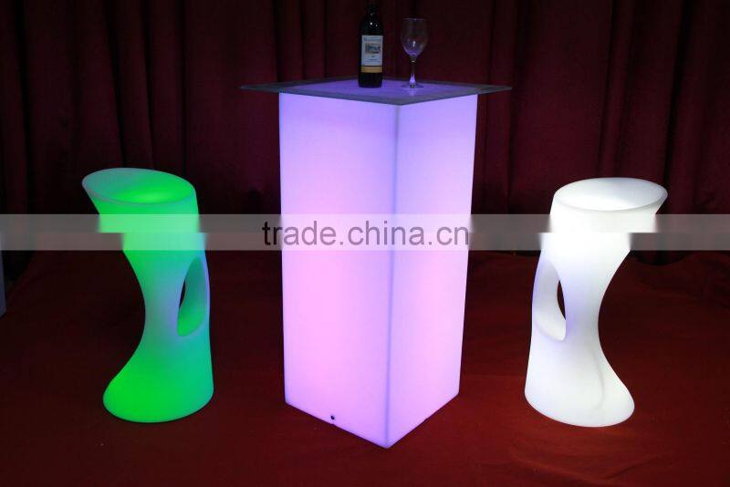 led light stand up bar tables, high bar cubic table with led light