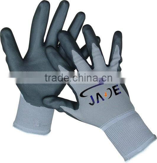 nitrile dot palm nitrile foam coated work gloves, nitrile coated gloves, nylon gloves