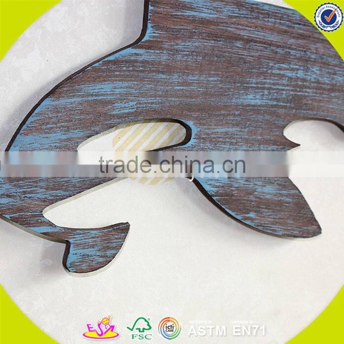 2017 New design home decorations wooden wall hanging top fashion whale shape wooden wall hanging W09D016